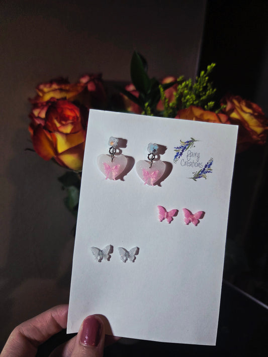 🩷Pastel Butterfly Earrings🩷 (Pink) Set of 3