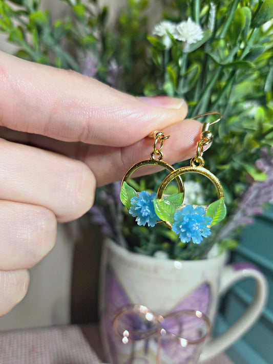 🌸Gold Flower Earrings🌸 (Blue)