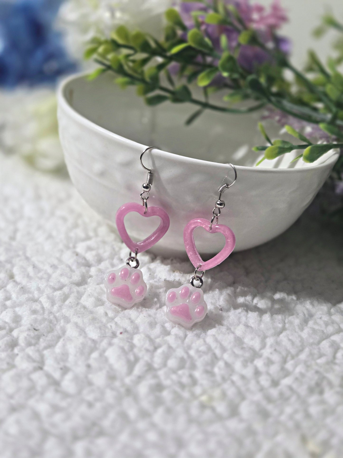 💖Heart Cat Earrings💖 (Pink)