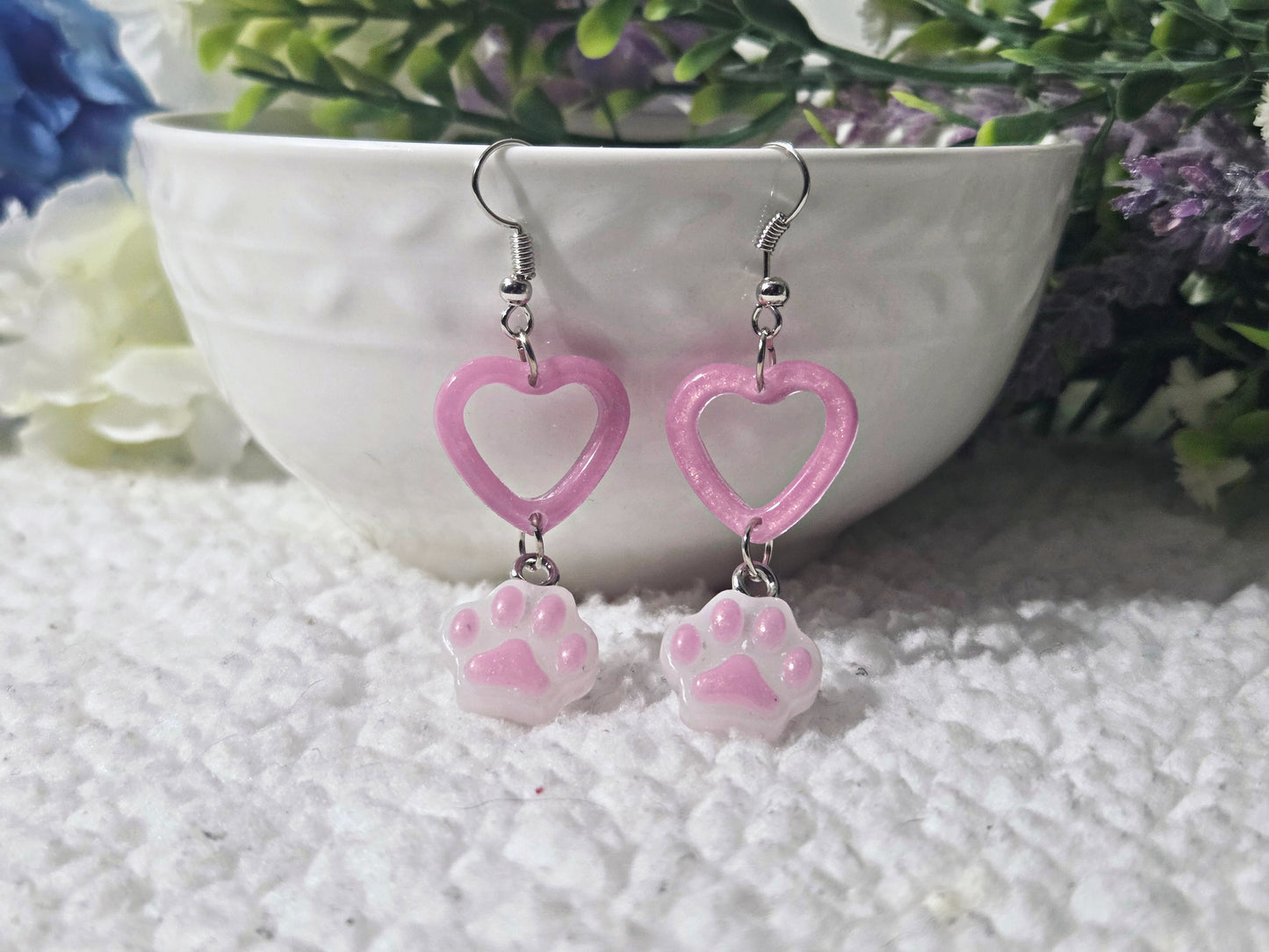 💖Heart Cat Earrings💖 (Pink)