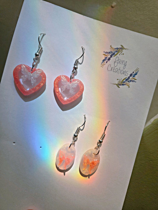 🩷Hearth Butterfly Earrings🩷 (Pink) Set of 2