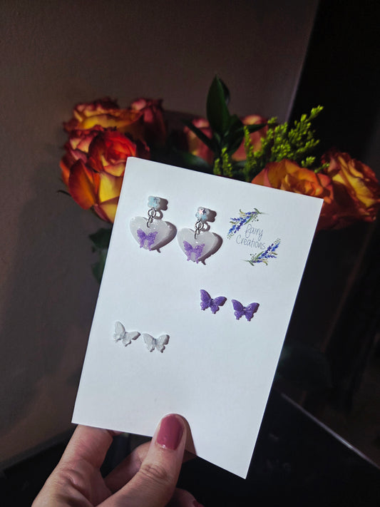 💜Pastel Butterfly Earrings💜 (Purple) Set of 3