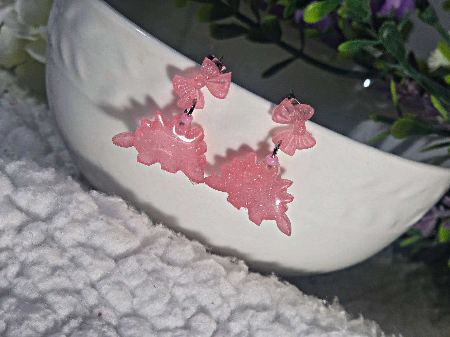 🎀Stegosaurus Dinosaur Earrings🎀 (pink)
