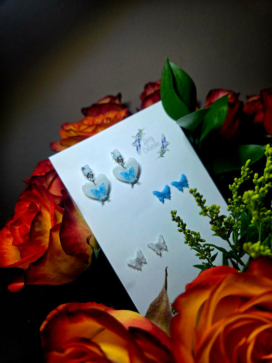🩵Pastel Butterfly Earrings🩵 (Blue) Set of 3