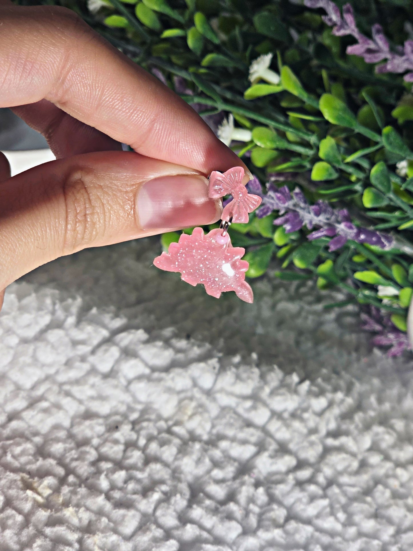 🎀Stegosaurus Dinosaur Earrings🎀 (pink)