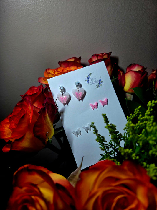 🩷Pastel Butterfly Earrings🩷 (Pink) Set of 3